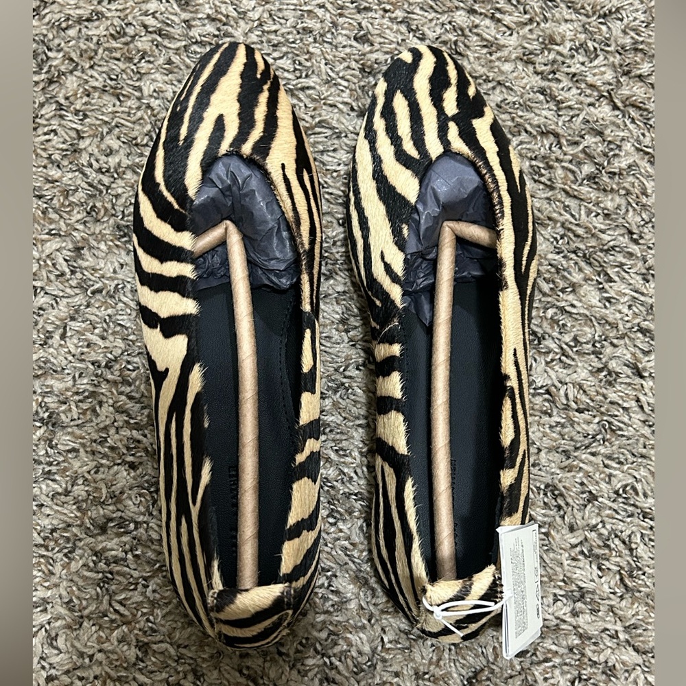 Genuine Leather Zebra Print Women's Flats